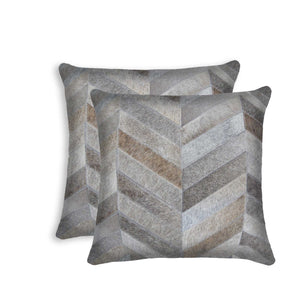 Homeroots 18 X 18 Gray Cowhide Throw Pillow Gray  316944