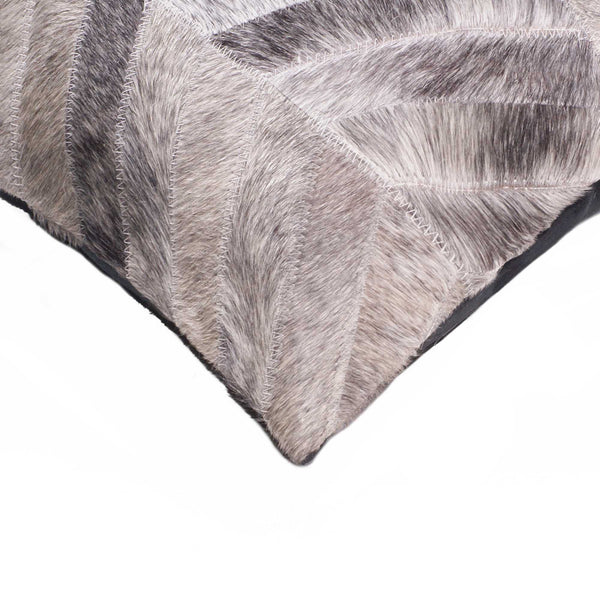 Homeroots 18 X 18 Gray Cowhide Throw Pillow Gray  316944