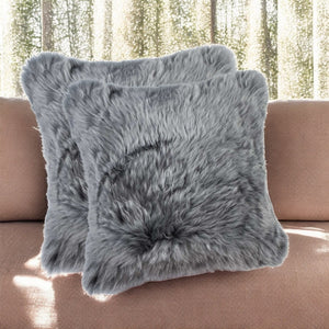 HomeRoots Set of Two 18" Gray Cowhide Throw Pillows - Luxurious Textured Cushions for Stylish Home Décor 316950