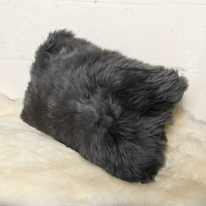 HomeRoots 12" Luxurious New Zealand Sheepskin Pillows 2 Pack - Soft, Durable, Elegant Accent for Any Space Gray 316951