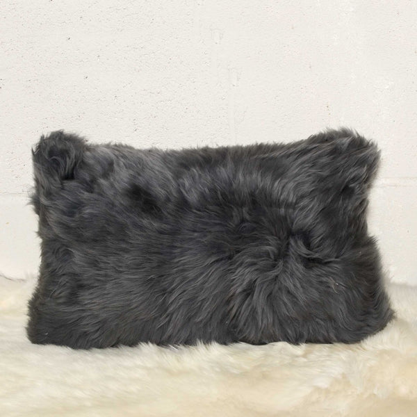 HomeRoots 12" Luxurious New Zealand Sheepskin Pillows 2 Pack - Soft, Durable, Elegant Accent for Any Space Gray 316951
