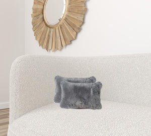 HomeRoots 12" Luxurious New Zealand Sheepskin Pillows 2 Pack - Soft, Durable, Elegant Accent for Any Space Gray 316951