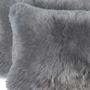 HomeRoots 12" Luxurious New Zealand Sheepskin Pillows 2 Pack - Soft, Durable, Elegant Accent for Any Space Gray 316951