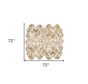 Homeroots 72" X 72" Gradient Chocolate Octo Sheepskin - Area Rug  Genuine Sheepskin 316952