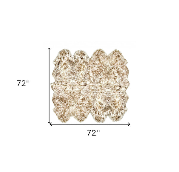 Homeroots 72" X 72" Gradient Chocolate Octo Sheepskin - Area Rug  Genuine Sheepskin 316952