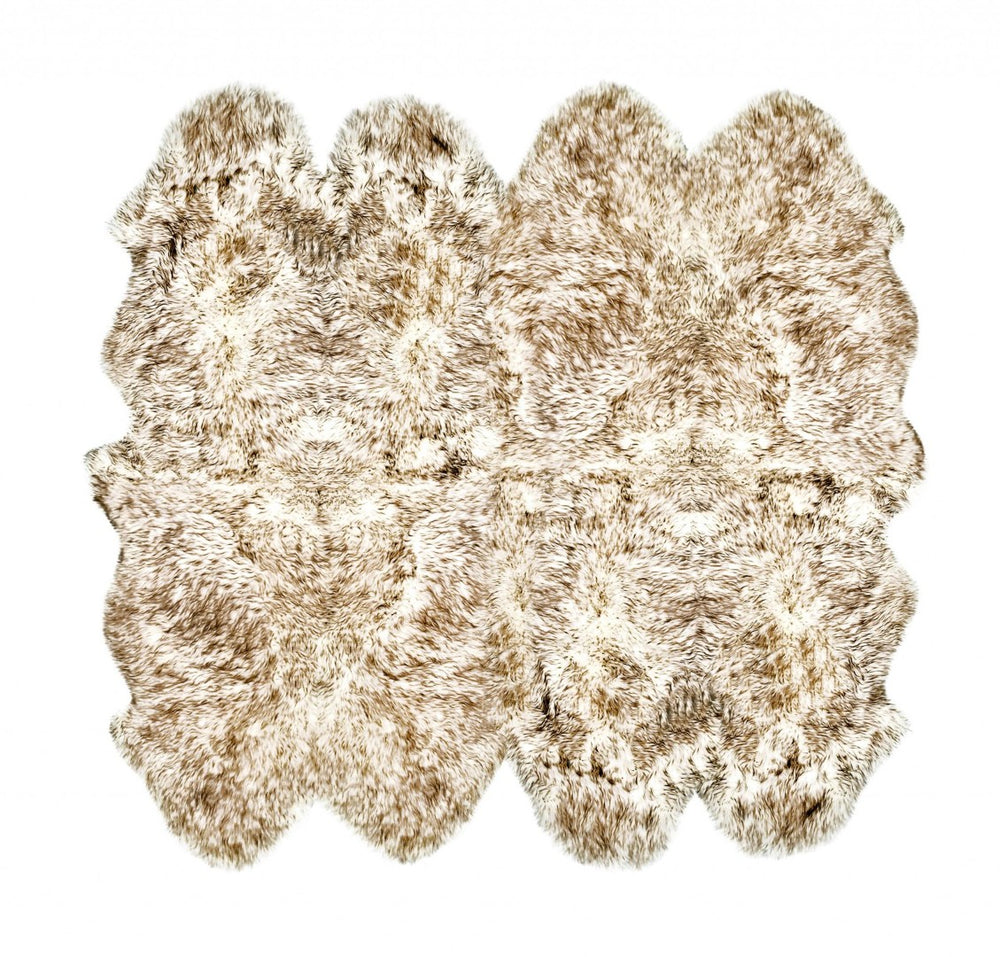 HomeRoots 72" Gradient Chocolate Octo Sheepskin Area Rug - Luxurious Comfort, Unique Style for Any Space 316952