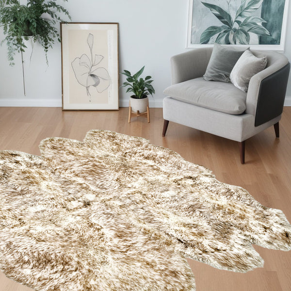 Homeroots 72" X 72" Gradient Chocolate Octo Sheepskin - Area Rug  Genuine Sheepskin 316952