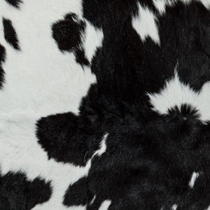 HomeRoots 24" X 36" Calfskin Area Rug – Luxurious Hand-Knotted Brazilian Design for Elegant Interiors Black/White 316960