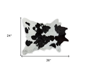 Homeroots 2' X 3' Black And White Cowhide Hand Woven Area Rug Black,White Cowhide 316960