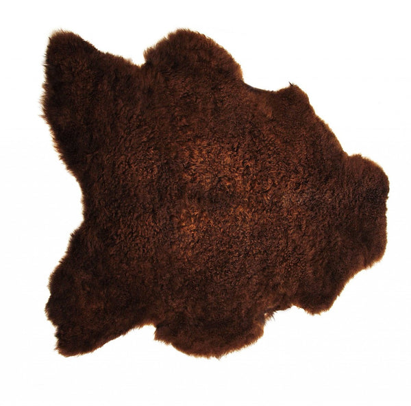 HomeRoots 24" X 36" Calfskin Area Rug – Luxurious Hand-Knotted Brazilian Design for Elegant Interiors Chocolate 316963