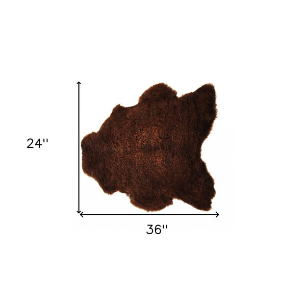 HomeRoots 24" X 36" Calfskin Area Rug – Luxurious Hand-Knotted Brazilian Design for Elegant Interiors Chocolate 316963