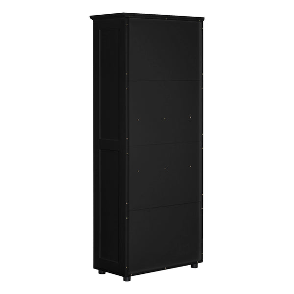 English Elm Storage Compact Two-Door Cabinet with Adjustable Shelf, Anti-Tip Safety, MDF Durability for Home Organizing Black WF323346AAB