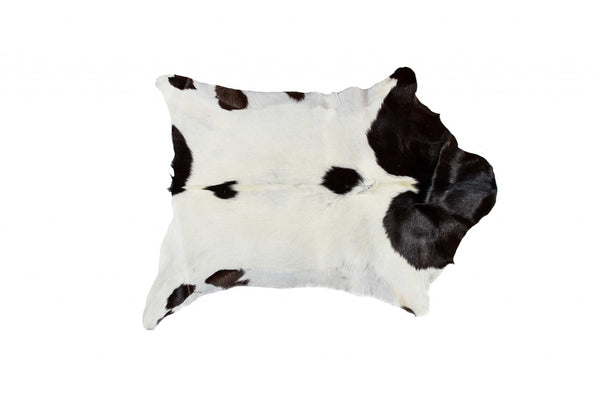 Homeroots 2' X 3' Natural Black And White Calfskin Area Rug White,Chocolate Cowhide 316980