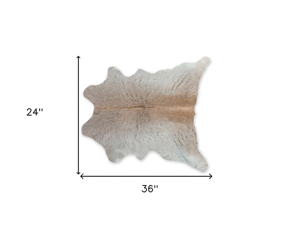 Homeroots 2' X 3' Natural Light Gray Calfskin - Area Rug Grey Cowhide 316983