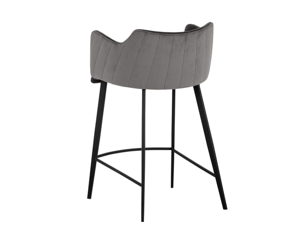 Sunpan Griffin Modern Barstool with Stylish Faux Leather and Durable Black Powder-Coated Iron Legs Town Grey / Roman Grey