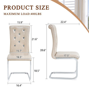 English Elm Set of 2 Glam Faux Alligator Pvc Dining Chairs with Crystal Buckle Bow Legs Beige W3875P371037