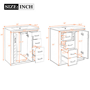 English Elm 60'' Bathroom Vanity Set With Elegant Ceramic Sink, Solid Wood Frame, Ample Storage & Soft-Close Doors N710SS00002B