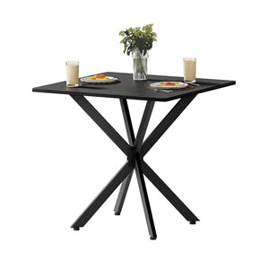 English Elm Rustic Square End Table Steel X Frame Base Wood Grain Top for Living Room or Office Black W1820P404206