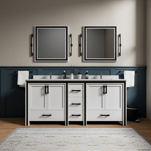 English Elm White Double Bath Vanity With Cultured Marble Top & Mirrors – Stylish Storage For Any Bathroom B2731S00939-GIGA