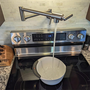 English Elm Pot Filler Wall Mount Brass Faucet with Swing Arm and Matte Black Finish for Kitchen T3177P277527