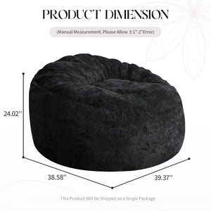 English Elm Ultra-comfort Oversized Bean Bag Floor Chair with Foam Bead Fill for Gaming Reading Lounge Black W3737P459106