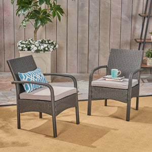 English Elm Christopher Knight Home® - CORDOBA PE Rattan Wicker Chair with Iron Frame and Waterproof Cushion for Durable Outdoor Seating Grey 57459.00GRY