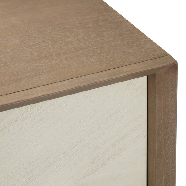 Crestview Collection Rustic 4 Door Media Credenza - Elegant Bayur Wood Sideboard With Cream Doors & Cord Management Brown Solid Wood Cvfdr1049