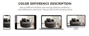 English Elm Round Cloud Sofa Bed Waffle Fabric Memory Foam Convertible Couch for Small Space Living Black+ Gray W3224P492085