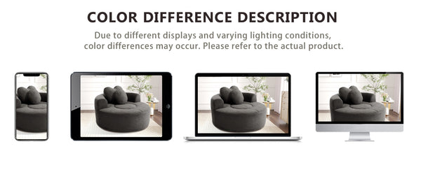 English Elm Round Cloud Sofa Bed Waffle Fabric Memory Foam Convertible Couch for Small Space Living Black+ Gray W3224P492085