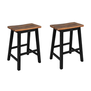 English Elm TOPMAX Rustic 2-Piece Counter Height Wood Stools for Small Spaces, Walnut & Black, Durable 300lb Capacity N717P202397B
