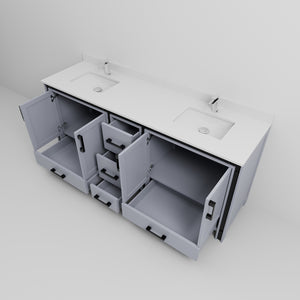 English Elm Dark Grey Double Bath Vanity With White Quartz Top, Faucet Set & Ample Storage For Modern Spaces B2731P260650