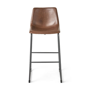 English Elm Christopher Knight Home® - Set of 2 30" Cedric Faux Leather Barstool Vintage Brown — Low Back, Steel Frame, 250lb Capacity, Upholstered Comfort 57583.00