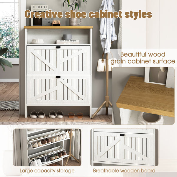 English Elm Multi-Functional Four-Layer Mdf Shoe Cabinet - Modern Minimalist Storage For Entryway Organization W3226P279088
