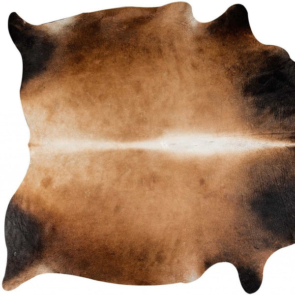 HomeRoots 6' X 7' Cowhide Print Area Rug - Contemporary Brown and Black Design for Modern Living Spaces Lite 317003