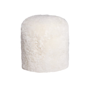 Homeroots 18" X 18" X 16.5" White Short-hair Sheepskin - Stump Pouf White Sheepskin 317013