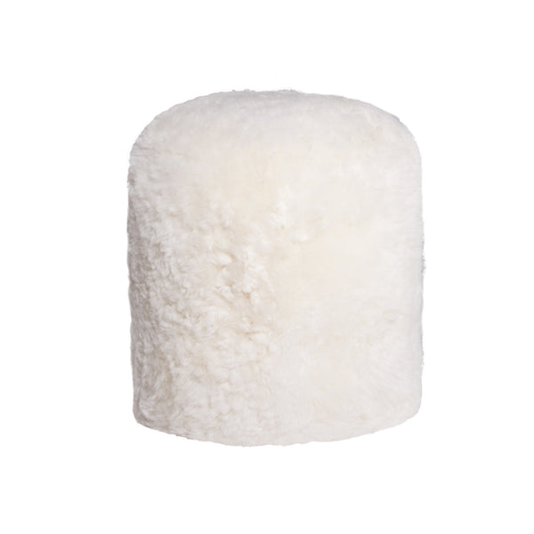 Homeroots 18" X 18" X 16.5" White Short-hair Sheepskin - Stump Pouf White Sheepskin 317013