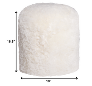Homeroots 18" X 18" X 16.5" White Short-hair Sheepskin - Stump Pouf White Sheepskin 317013