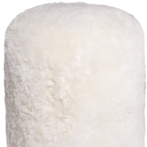 Homeroots 18" X 18" X 16.5" White Short-hair Sheepskin - Stump Pouf White Sheepskin 317013