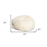 Homeroots 31" X 31" X 31" White Short-hair Sheepskin Bean Bag White Sheepskin 317022