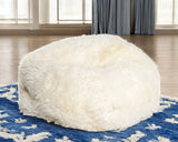 Homeroots 31" X 31" X 31" White Short-hair Sheepskin Bean Bag White Sheepskin 317022