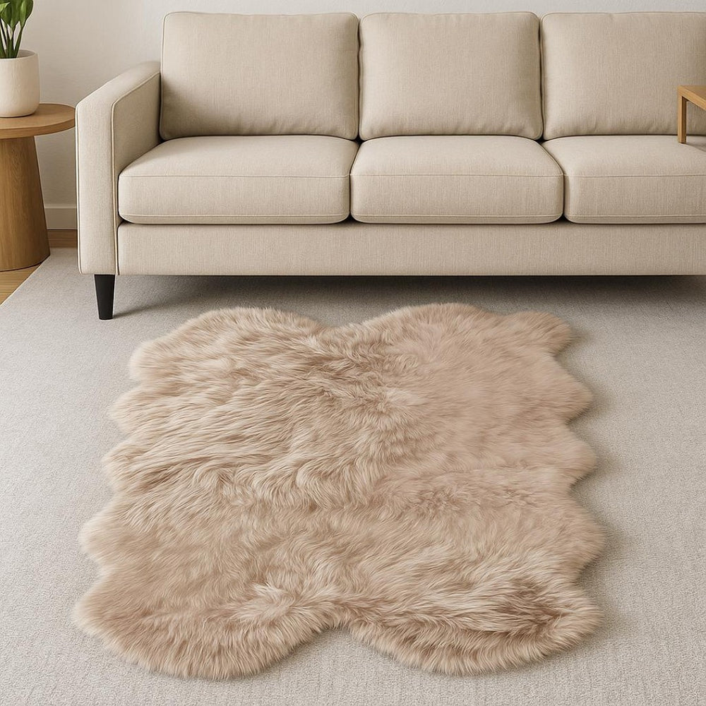 HomeRoots 4' X 6' Genuine Sheepskin Handmade Area Rug - Luxurious Softness, Durable Design for Cozy Spaces Pink 317029