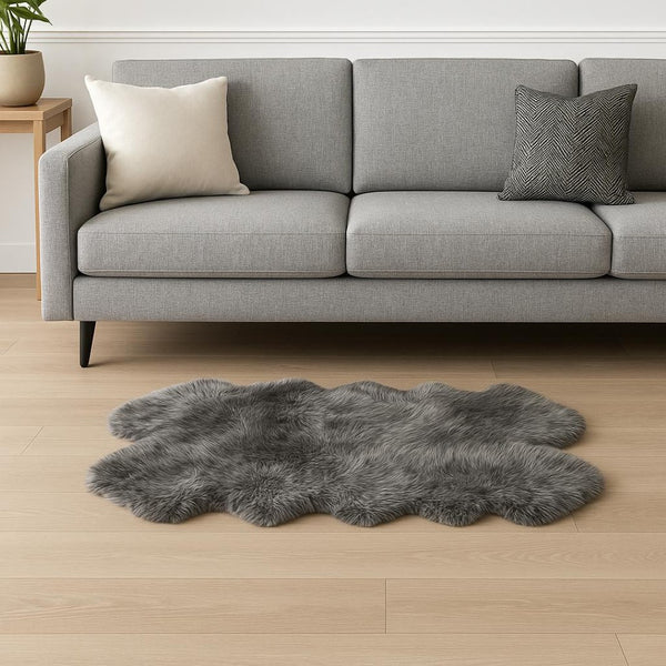 HomeRoots 4' X 6' Genuine Sheepskin Handmade Area Rug - Luxurious Softness, Durable Design for Cozy Spaces Gray 317030