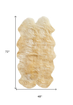 Homeroots Gold Animal Print Area Rug Gold Genuine Sheepskin 317031