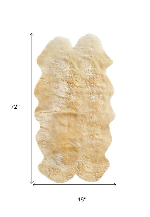 Homeroots Gold Animal Print Area Rug Gold Genuine Sheepskin 317031