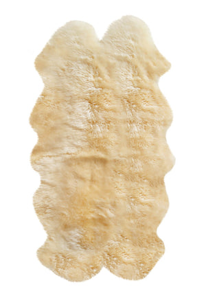 HomeRoots 4' X 6' Genuine Sheepskin Handmade Area Rug - Luxurious Softness, Durable Design for Cozy Spaces Gold 317031