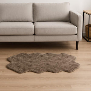 HomeRoots 4' X 6' Genuine Sheepskin Handmade Area Rug - Luxurious Softness, Durable Design for Cozy Spaces Taupe 317032