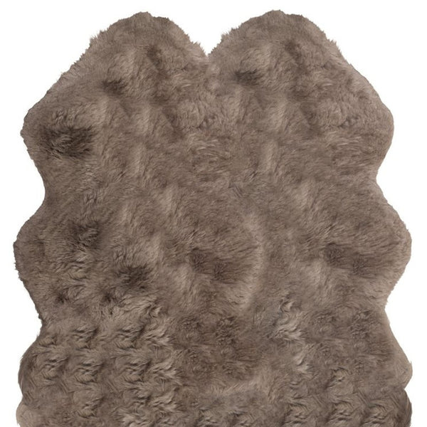HomeRoots 4' X 6' Genuine Sheepskin Handmade Area Rug - Luxurious Softness, Durable Design for Cozy Spaces Taupe 317032