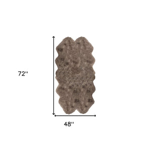 HomeRoots 4' X 6' Genuine Sheepskin Handmade Area Rug - Luxurious Softness, Durable Design for Cozy Spaces Taupe 317032
