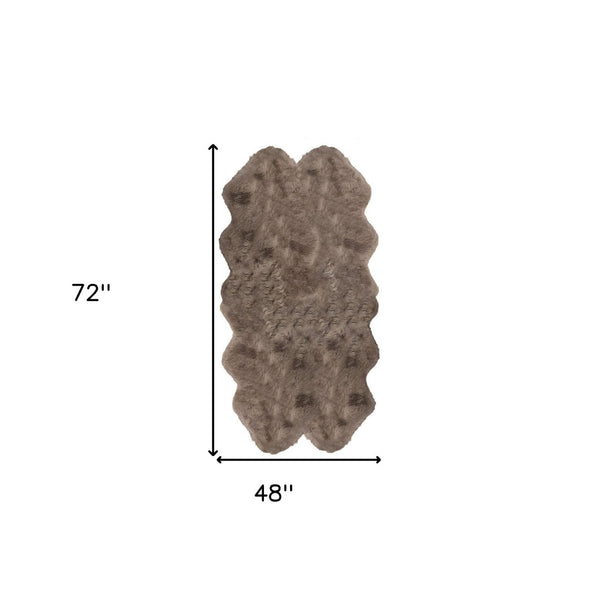 HomeRoots 4' X 6' Genuine Sheepskin Handmade Area Rug - Luxurious Softness, Durable Design for Cozy Spaces Taupe 317032