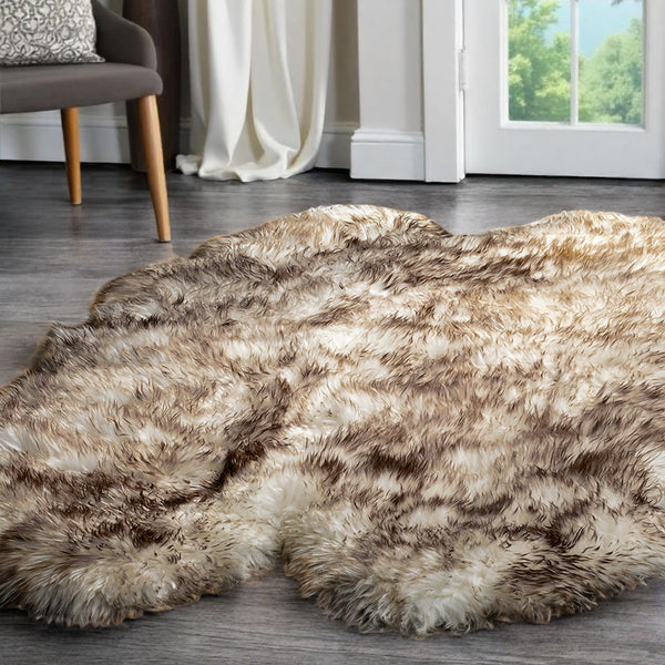 Homeroots 4' X 6' Chocolate Genuine Sheepskin Ombre Flokati Handmade Area Rug Chocolate Genuine Sheepskin 317033